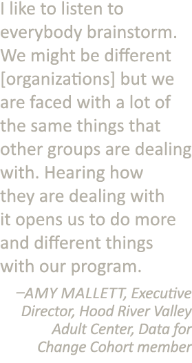 I like to listen to everybody brainstorm  We might be different  organizations  but we are faced with a lot of the sa   