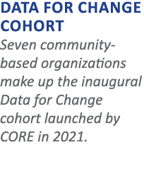 DATA For Change Cohort Seven community-based organizations make up the inaugural Data for Change cohort launched by C   