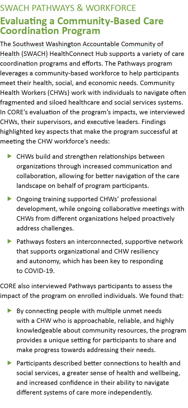  SWACH Pathways & Workforce Evaluating a Community-Based Care Coordination Program The Southwest Washington Accountab   