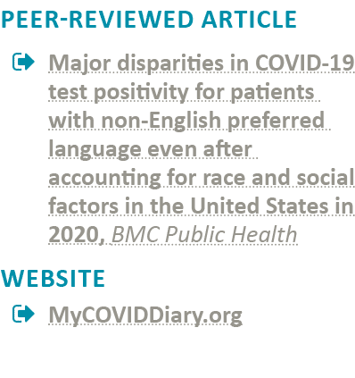 Peer-Reviewed Article    Major disparities in COVID-19 test positivity for patients with non-English preferred langua   