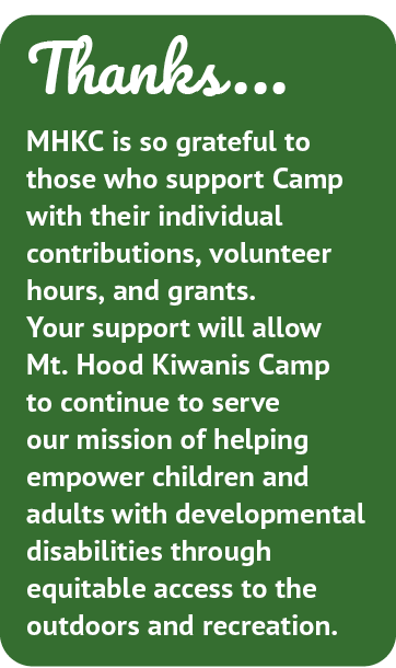 Thanks... MHKC is so grateful to those who support Camp with their individual contributions, volunteer hours, and gra...