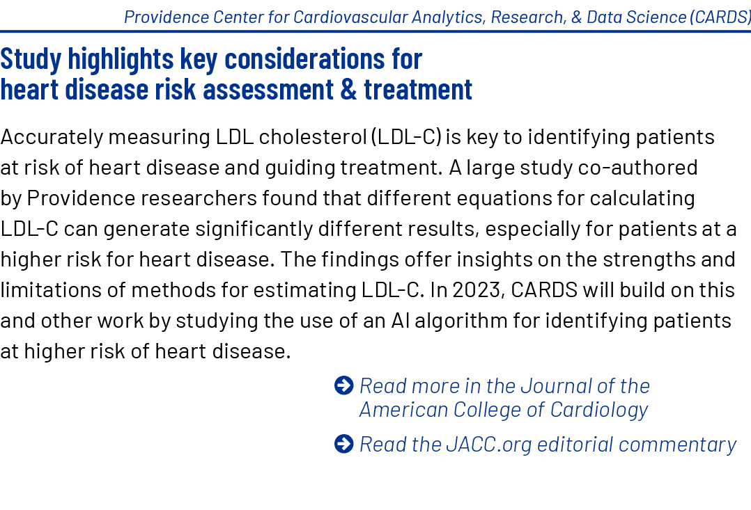Providence Center for Cardiovascular Analytics, Research, & Data Science (CARDS) Study highlights key considerations ...